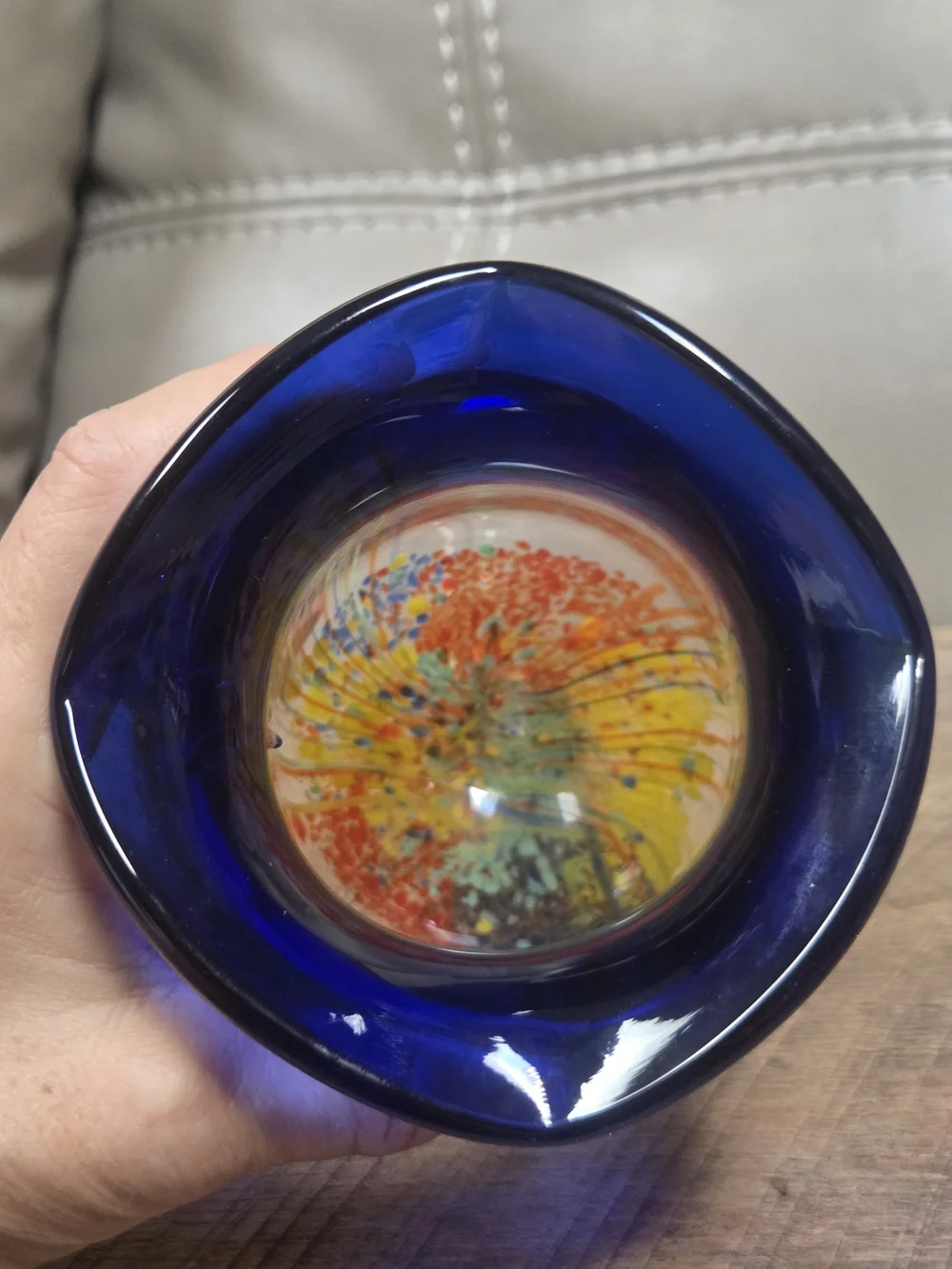 Vintage Murano Style Art Glass Blown Tropical Fish Aquarium Vase ~ B1N
